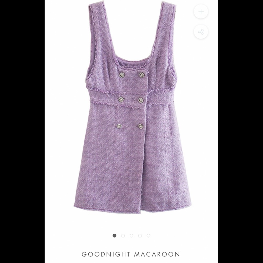 GOODNIGHT MACAROON ‘HEBE’ SQUARE NECK TWEED DRESS